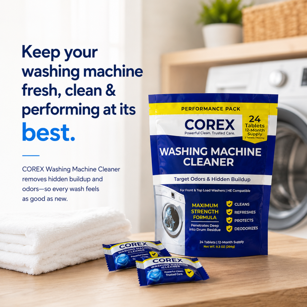 COREX Washing Machine Cleaner Tablets – 24 Count (12-Month Supply)